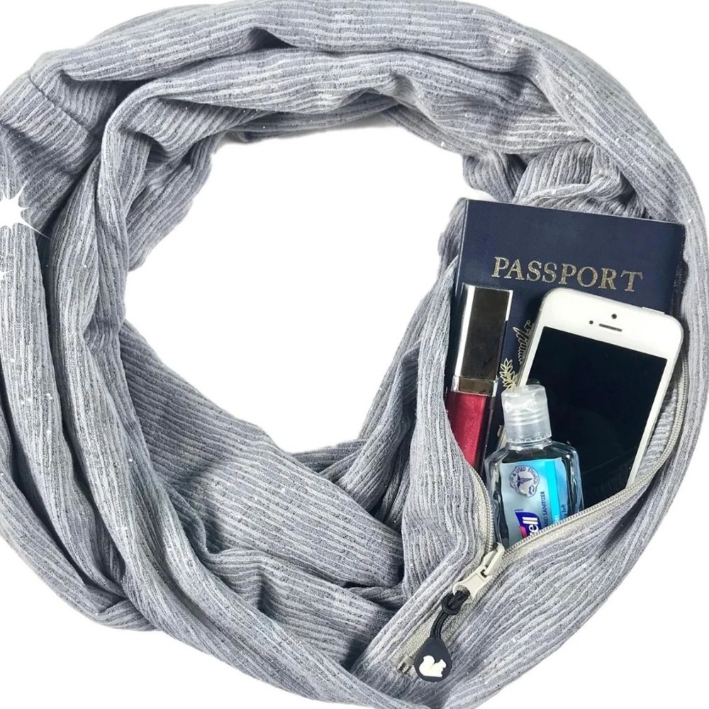 Convertible Infinity Scarf with Pocket| Shimmer Grey